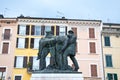 Detail of the statue dedicated to the war dead on the main square of the town of Salo on the shores of Lake Garda
