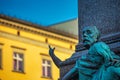 Detail of a statue in the historic center of Krakow town, Poland