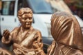 Detail of the statue of two women having a chat while stting on bench in Eskisehir Turkey