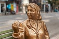 Detail of the statue of two women having a chat while stting on bench statue in Eskisehir Turkey