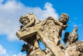 Detail from the statues of Madonna and Saint Bernard on Charles Royalty Free Stock Photo