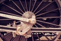 Detail of steam locomotive wheel, old filter Royalty Free Stock Photo