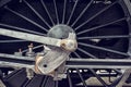 Detail of steam locomotive wheel, old filter Royalty Free Stock Photo