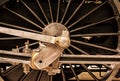 Detail of steam locomotive wheel, yellow filter Royalty Free Stock Photo