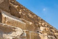 Detail of Stone Blocks of Great Pyramid of Giza, Pyramid of Khufu near Cairo Egypt Royalty Free Stock Photo
