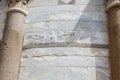 Detail of the stone carvings on the walls of the Leaning Tower of Pisa Royalty Free Stock Photo