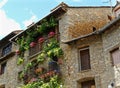 Detail of the stone houses of the medieval village of Ainsa Huesca. Spain Pyrinees Royalty Free Stock Photo