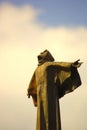 Stone statue of a Franciscan monk. San Francisco