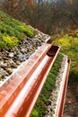 Detail of stones on extensive green living roof vegetation covered Royalty Free Stock Photo