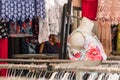 Detail of a street maket with second hand clothes for sale in Split, Croatia