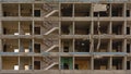 Detail of a stripped down apartment building in rabot neihgborhood, Ghent