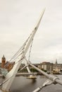 Detail of the structure and design of the iconic Peace Bridge over the river Foyle in Londonderry city in Northern Ireland
