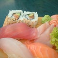 Detail of sushi and sashimi Royalty Free Stock Photo