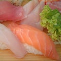 Detail of sushi and sashimi Royalty Free Stock Photo