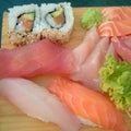 Detail of sushi and sashimi Royalty Free Stock Photo