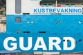 Detail of a Swedish coastguard ship in the harbour of the city o