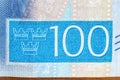 Detail of 100 Swedish krona banknote Royalty Free Stock Photo