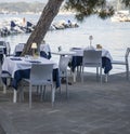 detail of table restaurant near sea in fezzano , la spezia italy Royalty Free Stock Photo