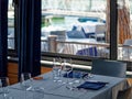 detail of table restaurant near sea in fezzano , la spezia italy Royalty Free Stock Photo