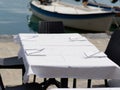 detail of table restaurant near sea in fezzano , la spezia italy Royalty Free Stock Photo