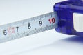 A detail on tape measure in centimetre on white background