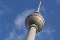 Detail of the television tower, Berlin, Germany, against a beautiful blue sky Royalty Free Stock Photo