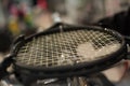 Detail of tennis racket in the stringing machine Royalty Free Stock Photo