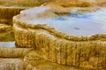 Detail of texture and water filling terrace in Yellowstone hot spring Royalty Free Stock Photo