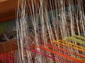 Detail of the threads of a hand loom, the back threads Royalty Free Stock Photo