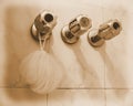 Detail of three faucets in bath Royalty Free Stock Photo