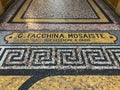 Detail, tile mosaic on floor of Galerie Vivienne, Paris