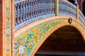 Detail of Tiled Bridge on Plaza de Espana Seville Spain Royalty Free Stock Photo