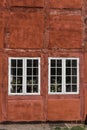 Timber frame detail of red traditional wattle house, Helsingor, Denmark