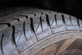 detail view of the tire of a tractor wheel Royalty Free Stock Photo