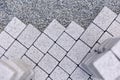 Detail to sidewalk interlocking paving, building concept
