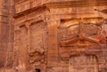 Detail of Tomb doorway on the Street of Facades in Petra Jordan