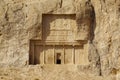 Detail of Tomb of Persian Kings Darius I at Naqsh-e Rustam, Shiraz, Iran. Royalty Free Stock Photo