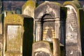 Detail of tomb stones at jewish cemetery of Krakow Royalty Free Stock Photo