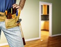 Detail of toolbelt on handyman Royalty Free Stock Photo