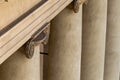 Detail from the top of an ionic column showing the presence of pigeon deterring spikes Royalty Free Stock Photo