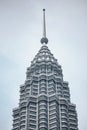 Detail of the top of Petronas twin towers in Kuala Lumpur, Malaysia Royalty Free Stock Photo