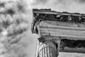 Detail of the top of a repaired column on the Parthenon on the A Royalty Free Stock Photo