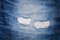 Detail of torn blue denim Royalty Free Stock Photo