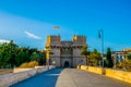 detail of torres de serrano gate in spanish city valencia...IMAGE