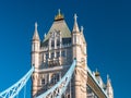 Detail of the Tower bridge over Thames river on a sunny day in London Royalty Free Stock Photo