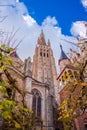 Detail of the tower of The Church of our Lady in Bruges