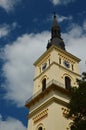 Detail of tower of classicistic evangelic church in Pezinok, western Slovakia, built in 1783