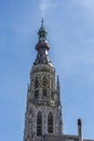 Detail tower of the great church of breda. holland netherlands