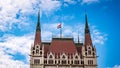 detail of towers of Hungarian Parliament Building, Budapest, Hungary Royalty Free Stock Photo