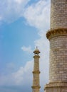 Detail of the towers of the taj mahal in Agra